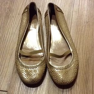 Coach gold ballet flats